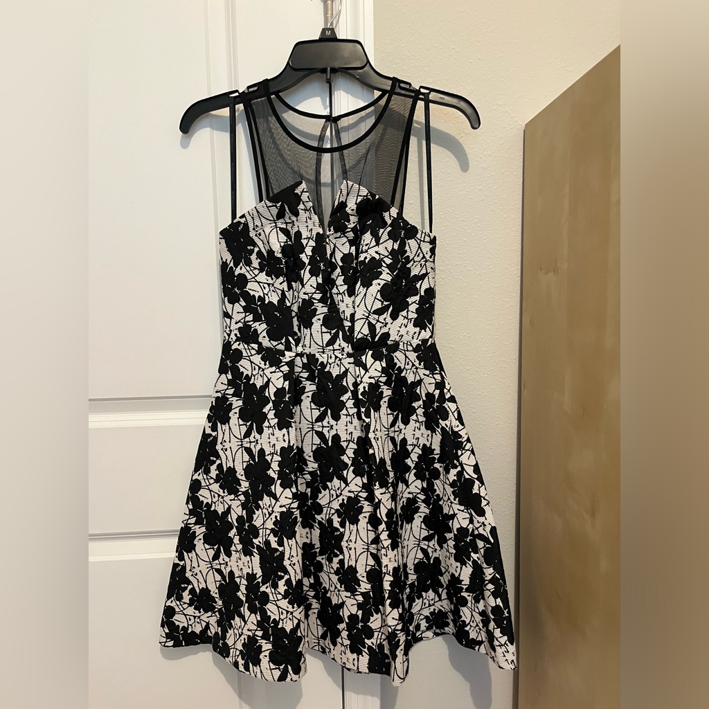 Bcbgeneration Black And White Dress With Mesh
